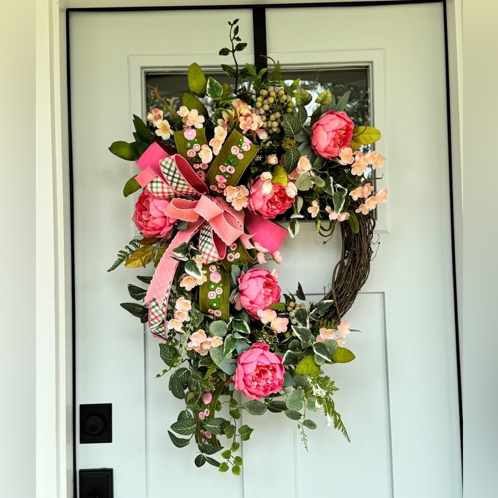 XL Floral Wreath with Pink Peonies and Greenery